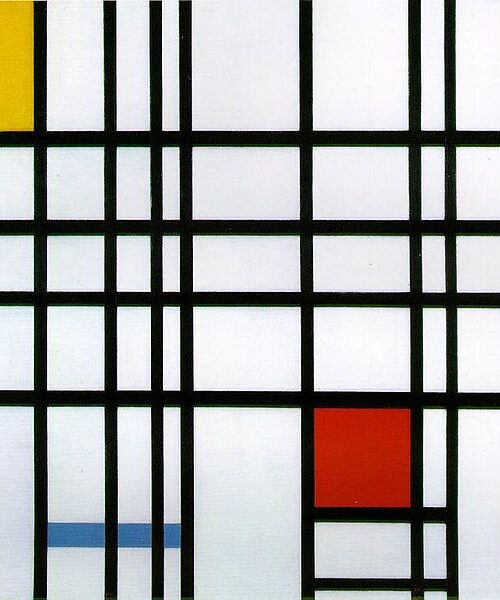 Piet Mondrian painting Composition with Red, Yellow and Blue