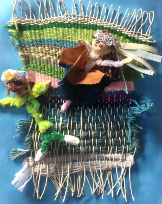 Student artwork of weaving mixed media