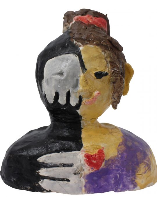 Student artwork of a ceramic bust