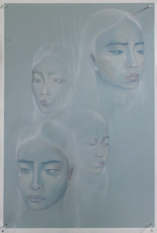 Student artwork of a portrait with echoes