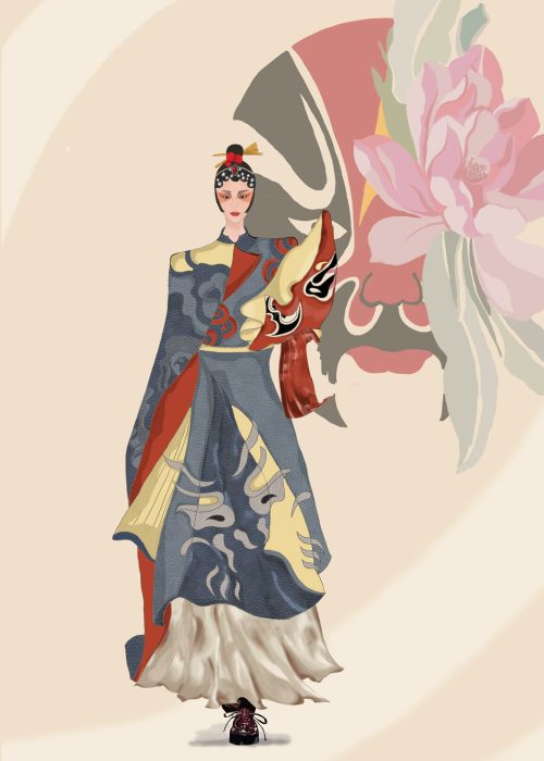 Student artwork of a Beijing Opera character