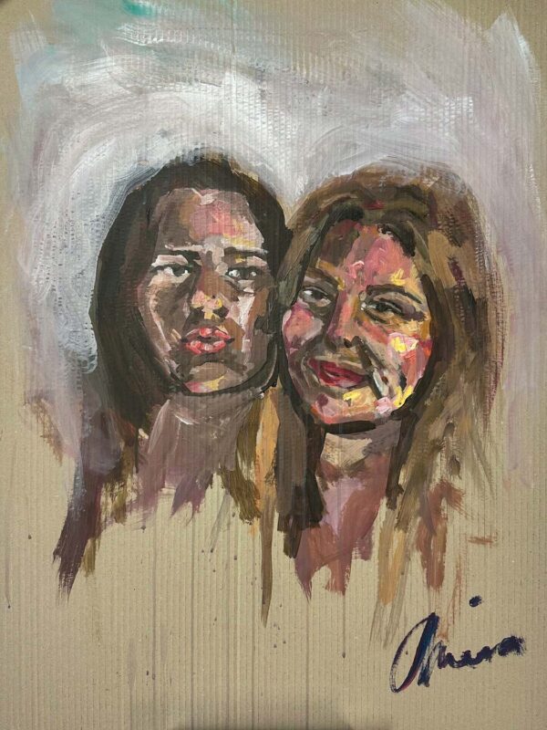 Student artwork of a double portrait