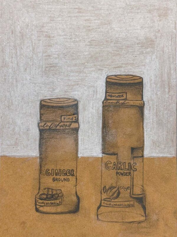 Student artwork of a spice jar tonal study