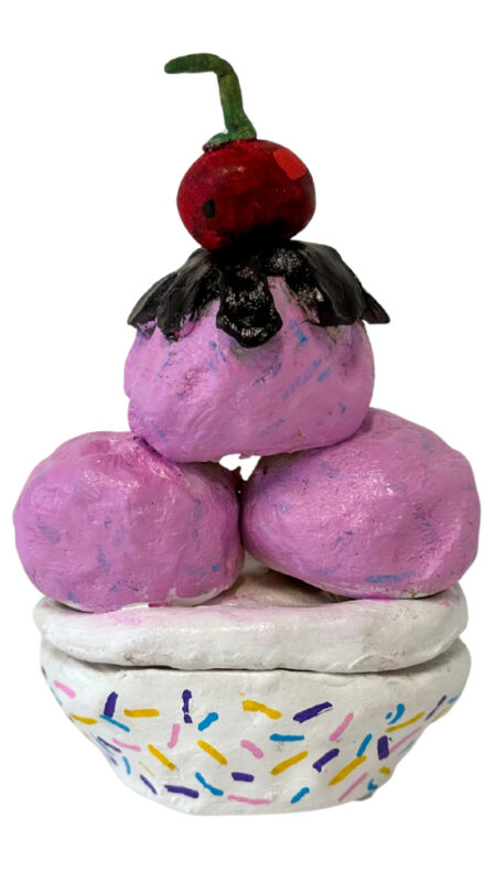 Student ceramic artwork of an ice cream sundae