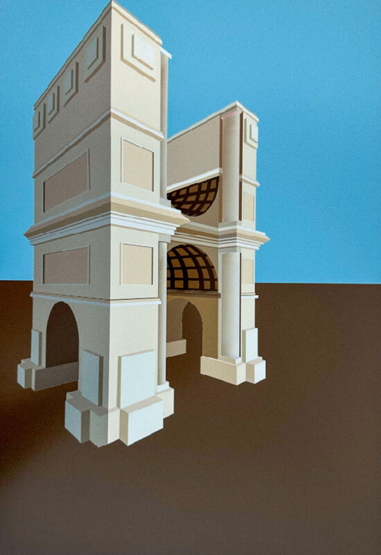 Student artwork of a building design