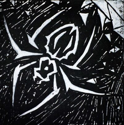 Print on paper by Jessian Border, Year 10 Student artwork of a spider