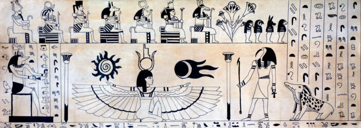 Ink on paper by Maya Munt, Year 7 Student artwork of hieroglyphics