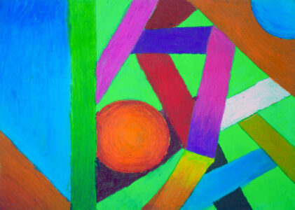 Pastel on paper by John McGill, Year 6 Student abstract artwork
