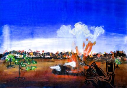 Acrylic on paper by Sophie Zhang, Year 6 Student artwork of Ned Kelly