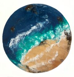 Acrylic paint and resin on plywood by William Saller, Year 11 Student artwork of a seascape