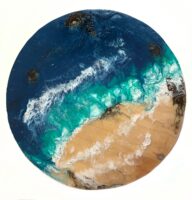 Acrylic paint and resin on plywood by William Saller, Year 11 Student artwork of a seascape