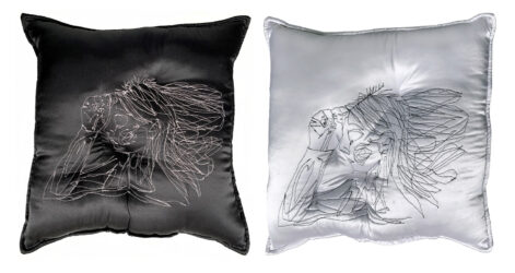 Cotton thread on silk by Jordan Sussich, Year 12 Student handmade throw pillows
