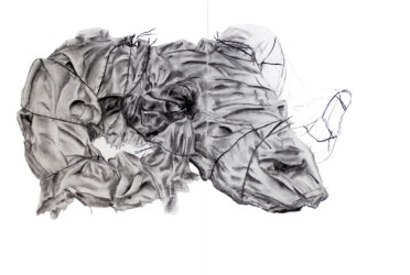 Charcoal on paper by Boud Yoswichai, Year 12 Student artwork of an object bound in fabric