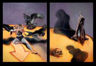 Oil on canvas by Maya Pigot, Year 12 Student artwork of the feeling of mourning