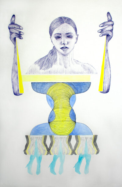 Pencil on paper by Nina West, Year 12 Student artwork of a self portrait