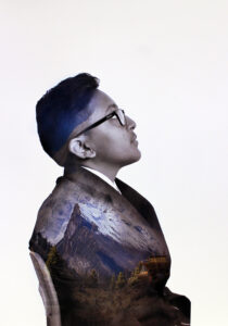 Digital montage on paper, by Abinav Karki, Year 8 Student artwork of multicultural portrait series