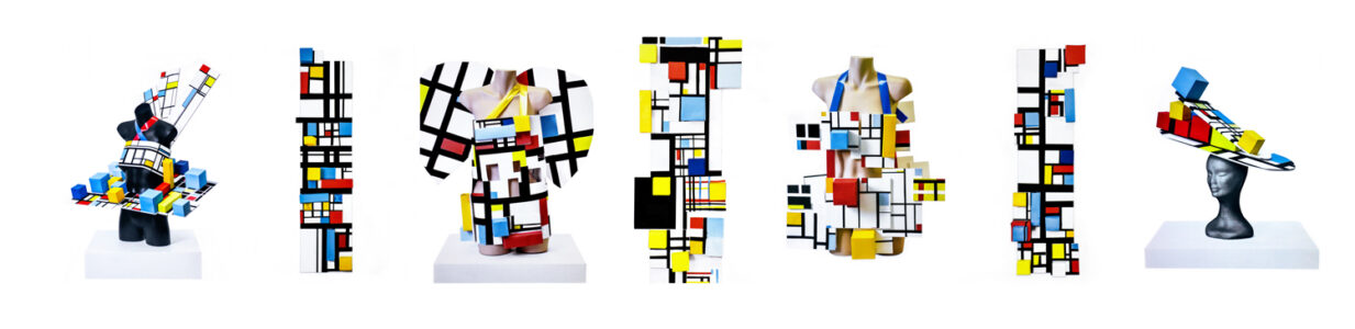 Digital Photograph of Paper and Foam Core Construction, Group Project, Year 7 Student artwork of wearable art