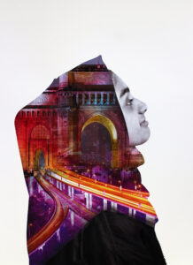 Digital montage on paper, Year 8 Student artwork of multicultural portrait series