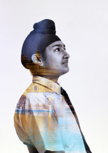 Digital montage on paper, Jagan Singh, Year 8 Student artwork of multicultural portrait series