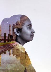 Digital montage on paper, Year 8, Student artwork of multicultural portrait series