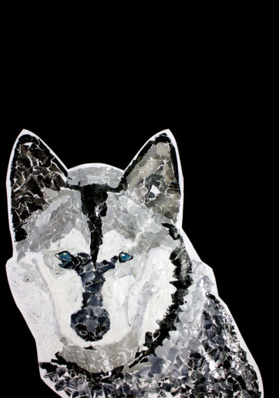 Paper collage by Nevani Pillay, Year 6 Student artowkr of a portrait of a dog