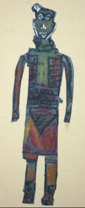 Pastel on paper by Karim Dayoub, Year 2 Student artwork of a stone warrior