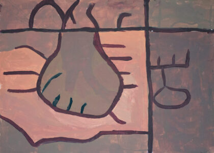 Acrylic on paper by Emma Ruiz, Year 5 Student artwork of an aerial map in brown