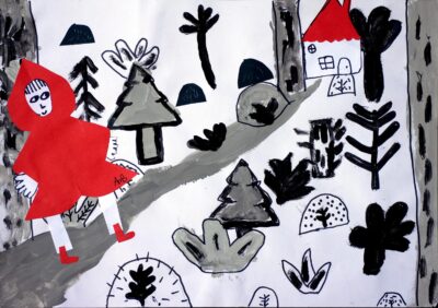 Collage on Paper by Amelie Brunton Student artwork of Little Red Riding Hood