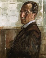 by Piet Mondrian, circa 1918. Oil on canvas.
Height: 88 cm Width: 71 cm
Part of the Kunstmuseum Den Haag collection Piet Mondrian painting Self Portrait