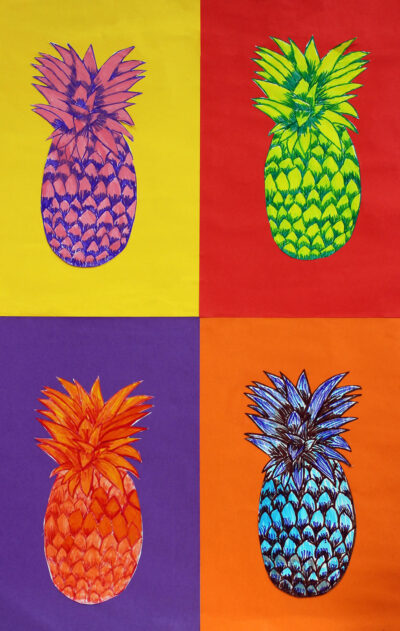 Student artwork of a pop art pineapple