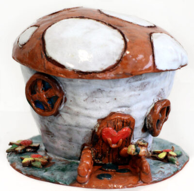 Student artwork of a ceramic house