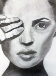 Student artwork of Gal Gadot portrait