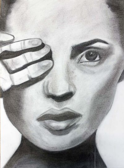 Student artwork of Gal Gadot portrait