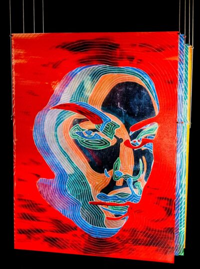 Student artwork of of a layered portrait