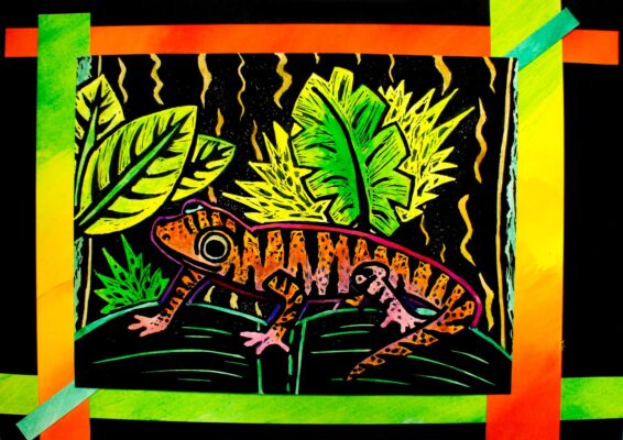 Student artwork of a gecko