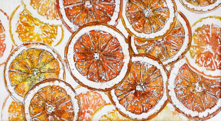 Student artwork of orange segments