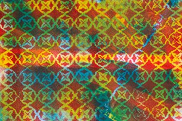 Student artwork of a rubber band print