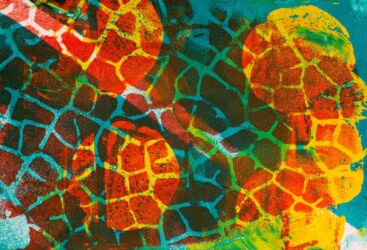 Student artwork of a rubber band print