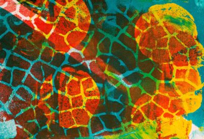 Student artwork of a rubber band print