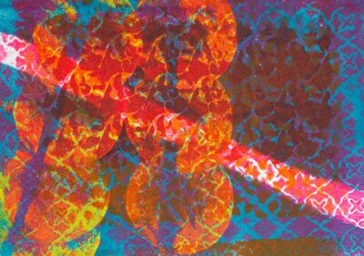 Student artwork of a rubber band print