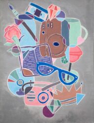 Student artwork still life with glasses