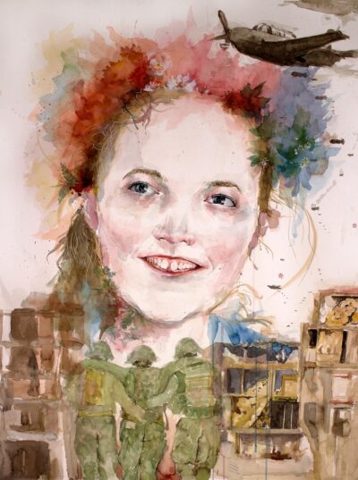 Student artwork of a war scene