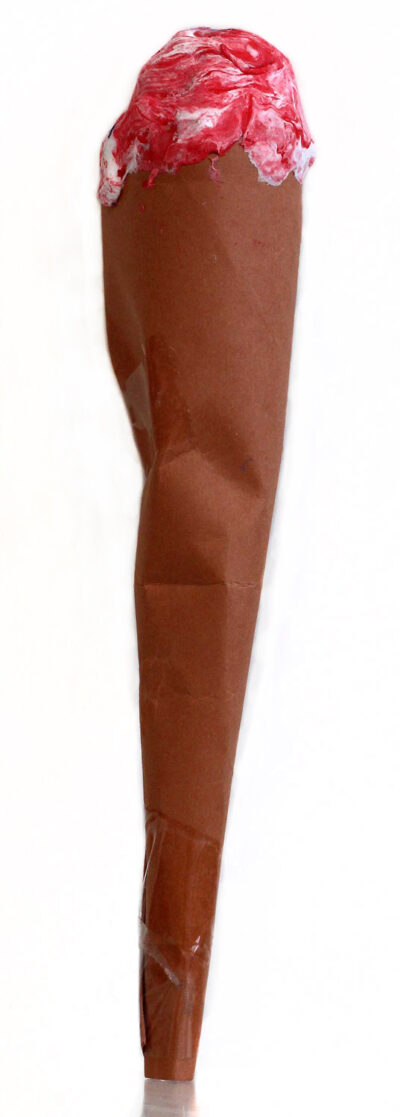 Student artwork of a mixed media ice cream cone