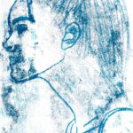 Student artwork of a side portrait of a girl