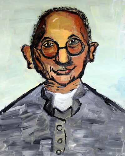 Student artwork of a famous portrait