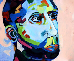 Student artwork of a famous portrait