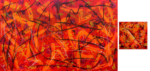 Red abstract student artwork
