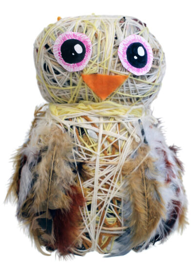 Student artwork of a mixed media owl