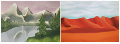 Student artwork of mountain ranges