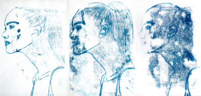 Student artwork of a side portrait of a girl